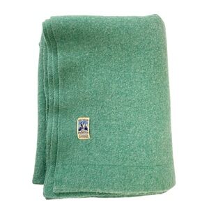Vintage Kenwood Wool Blanket Throw Blanket in Green
